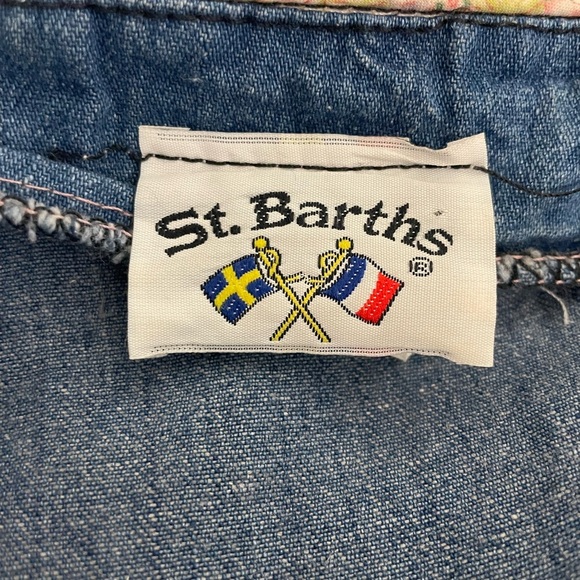 St Barth's Denim Ruffle Puff Sleeve Vintage Womens Dress Size 7/8 80s 90s - Picture 7 of 10